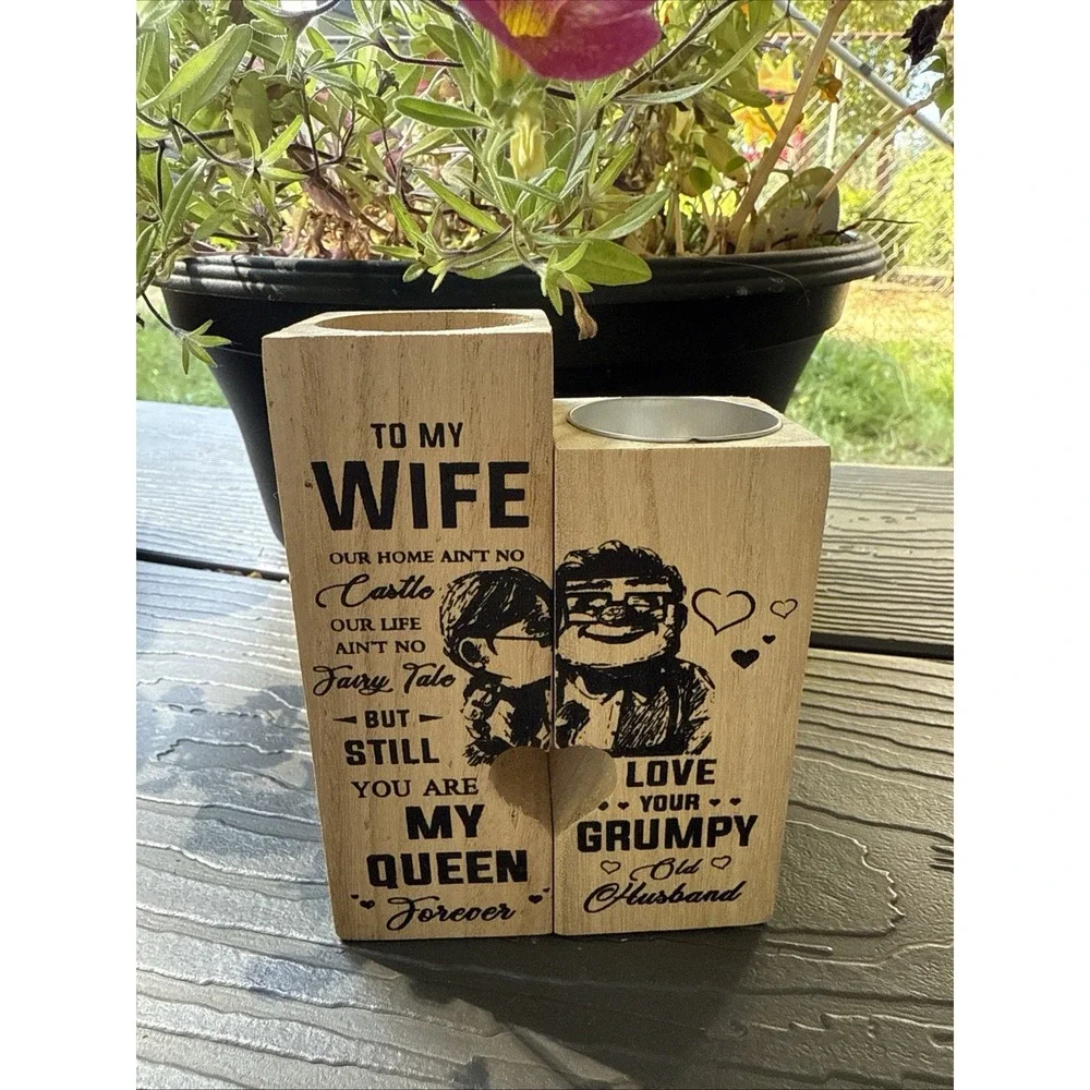 Wooden Votive Candle Holders Gift for Husband & Wife Anniversary.